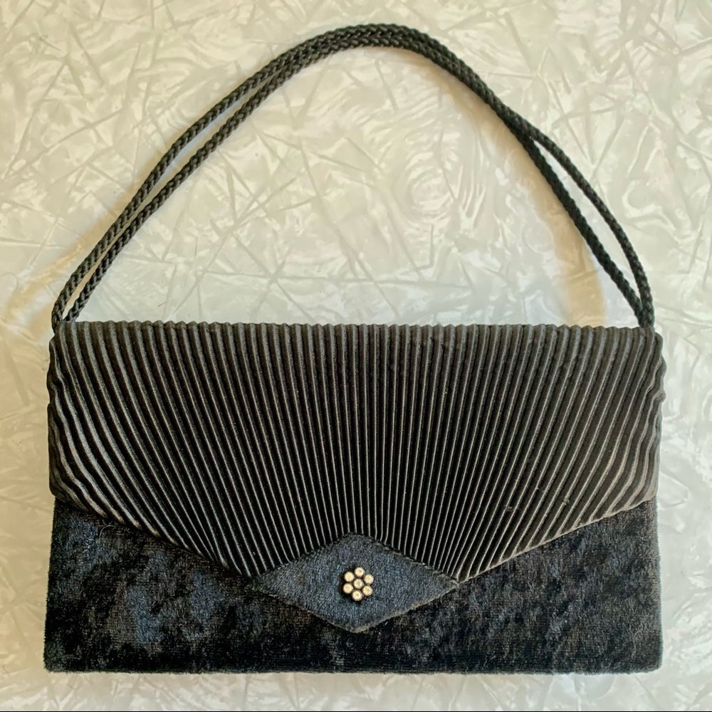 VTG Sasha NY Black Satin/Velvet Evening Bag